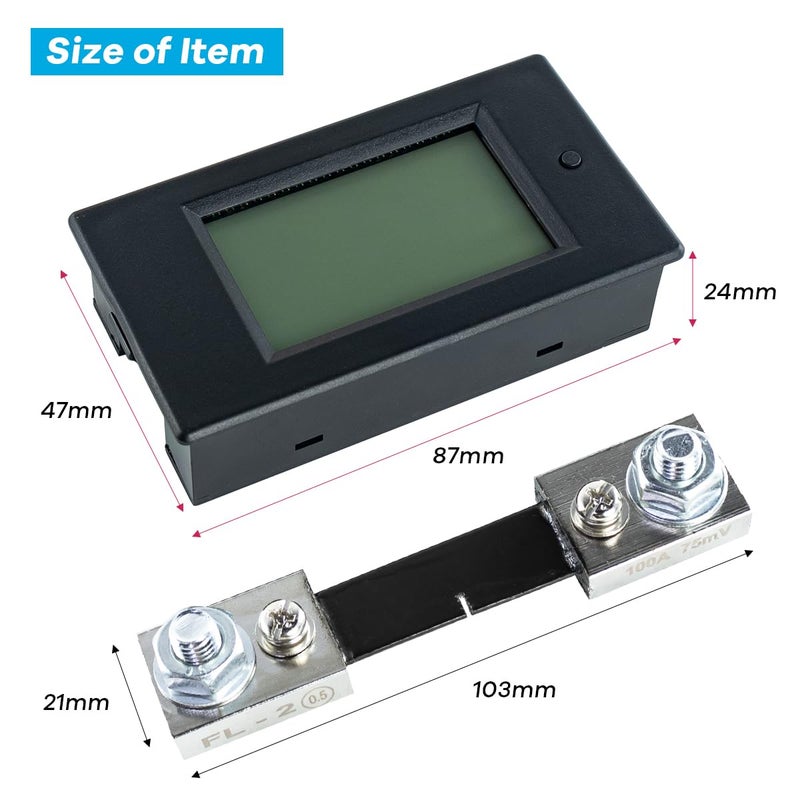 Hosyond عداد الطاقة الرقمي LCD 6.5-100V 0-100A لمراقبة الطاقة الجهد التيار الطاقة عداد الأمبير الفولتميتر الملتيمتر مع شنت 100A - Image 4